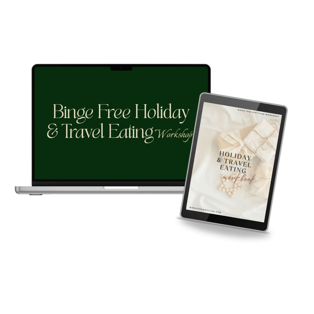 Binge Free Holiday & Travel Eating Workshop & workbook mock up