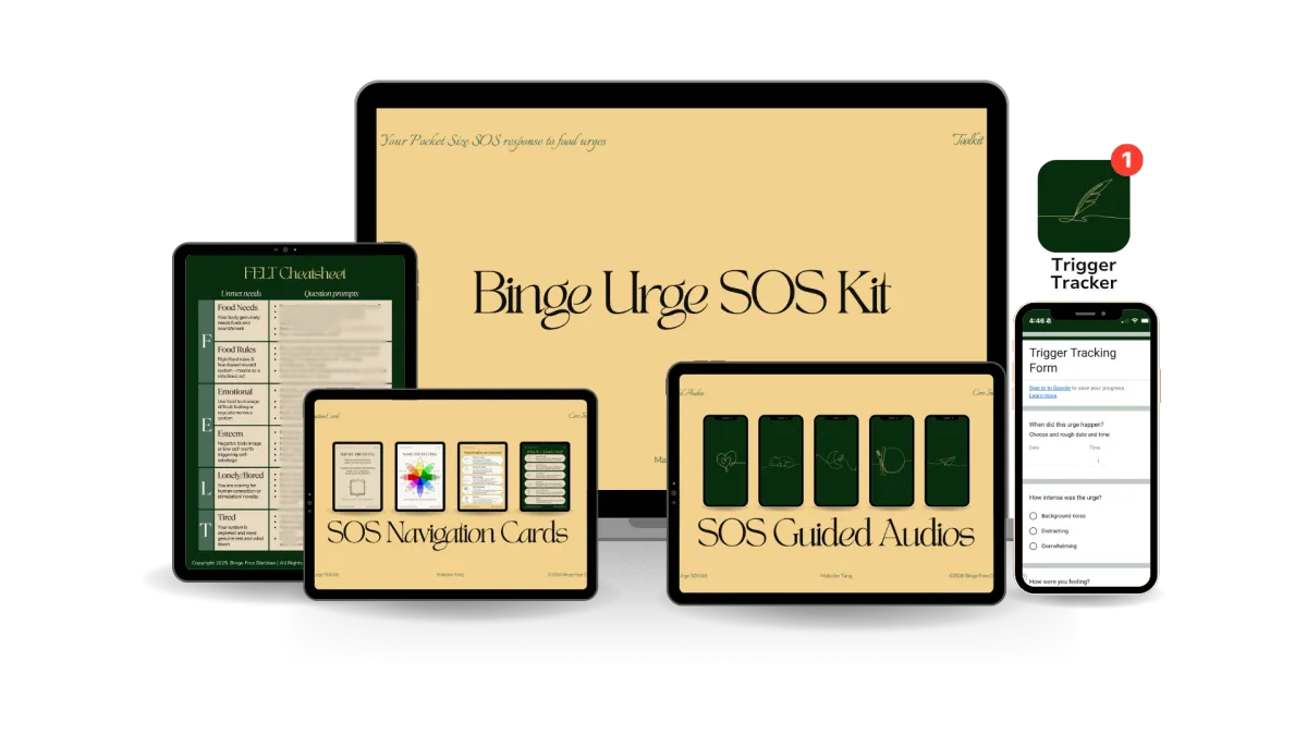 Binge Urge SOS kit mock up - help you to stop the food urges and binge eating patterns