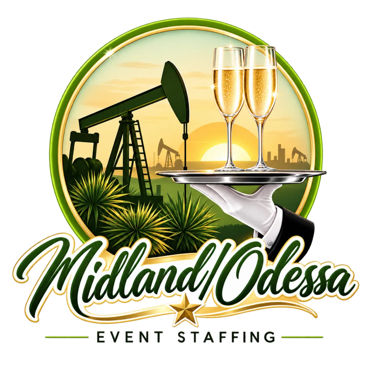 Fancy Fiesta event staffing in Midland and Odessa, Texas, featuring professional event service with a West Texas oilfield-inspired design.