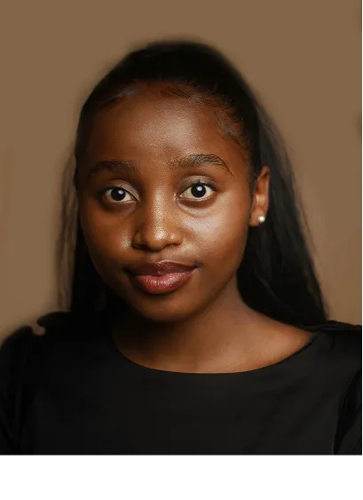 Portrait of Sarah Johnson on a sunlit deck