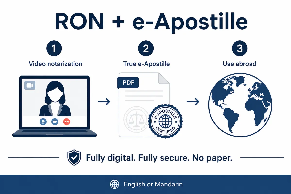 Flowchart — remote online notarization then true e-Apostille
