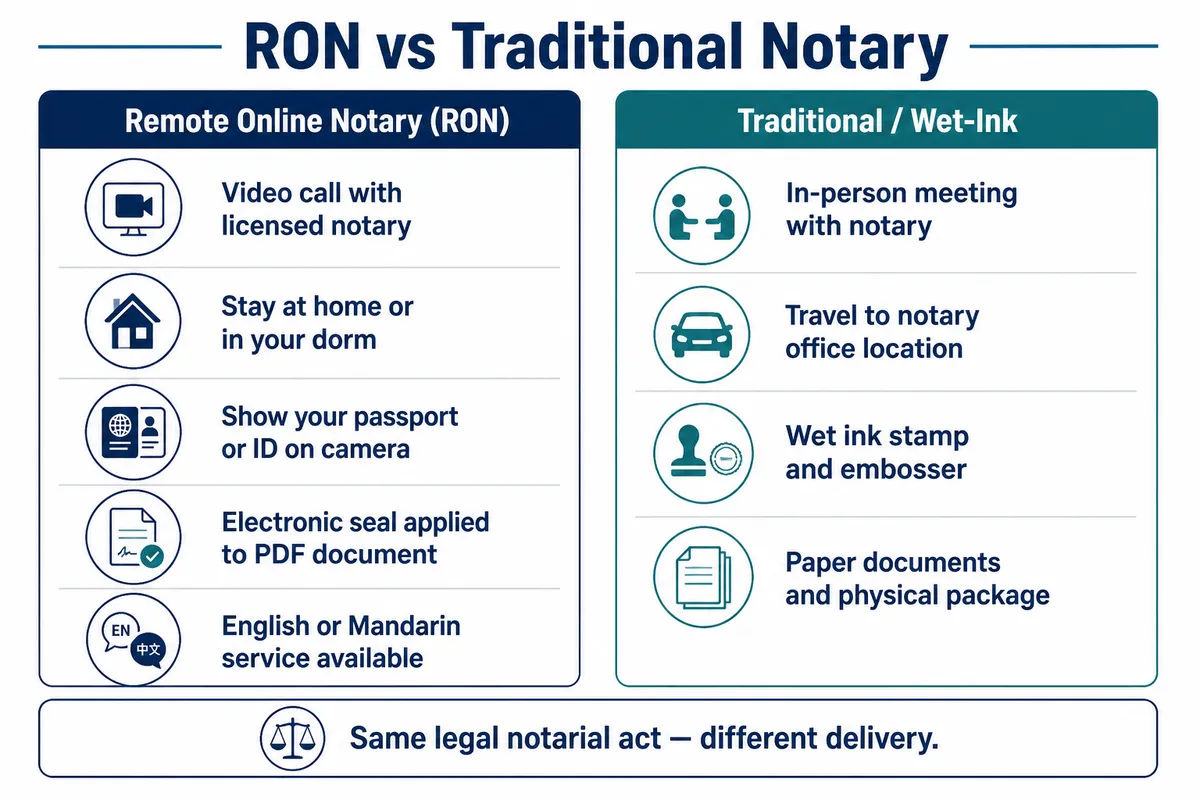 Remote online notary versus traditional wet-ink notary