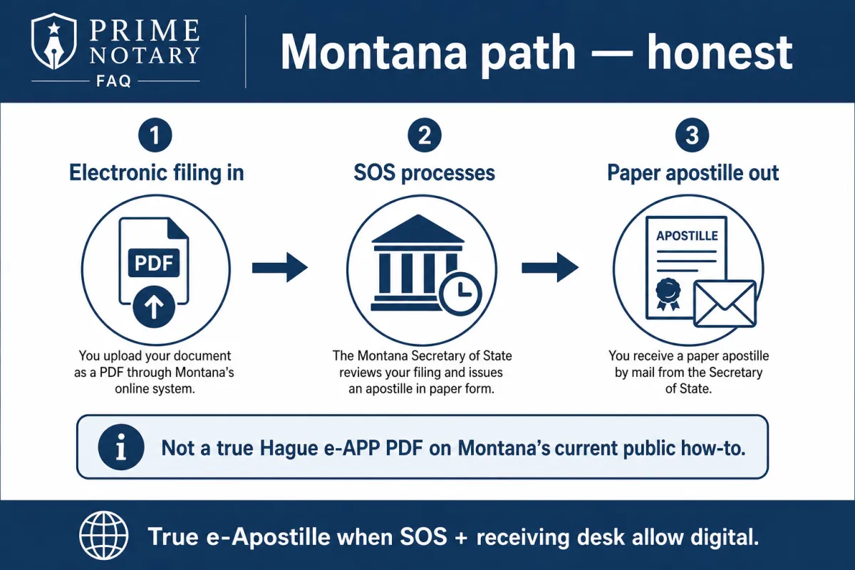 Montana electronic-in paper-out path for a true e-Apostille