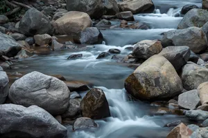 water flowing between rocks