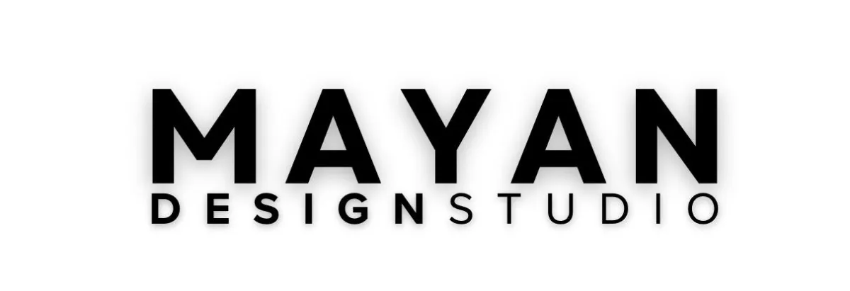 Mayan Design Studio logo with Mayan Stonecrafters Inc. circular seal on a blue background