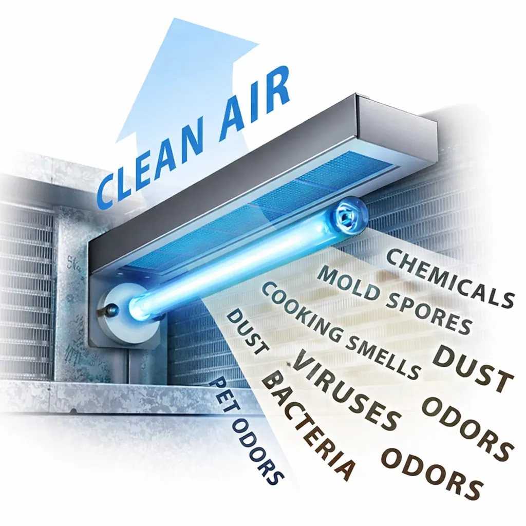 HVAC UV light installation inside air handler in Memphis TN