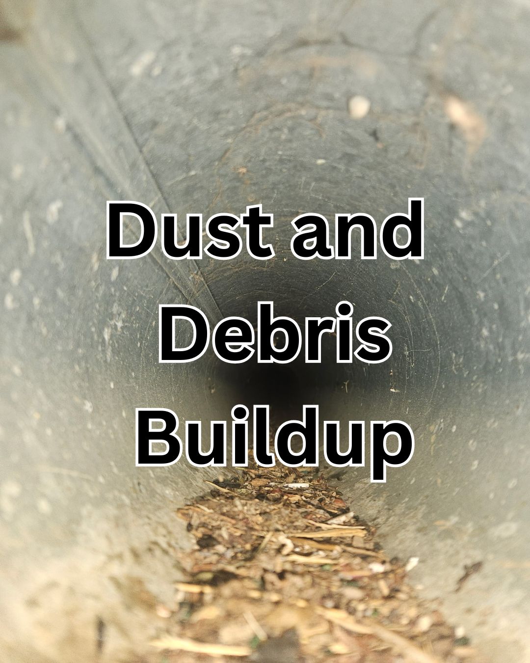 Dust and debris buildup inside a residential HVAC air duct before professional air duct cleaning.