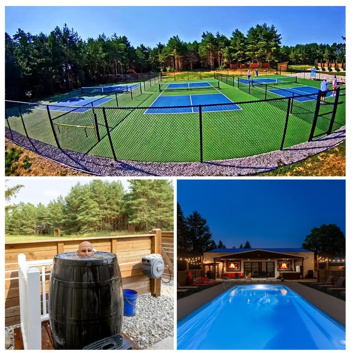 Stay in a huge 70s-style vacation home in Traverse City with 8 bedrooms, 5 baths, a 2,000 square foot game room, pool, hot tubs, sauna, trails, and a 'Tiny Ranch' for up to 29 guests. It's perfect for big groups and families, offering plenty of space indoors and outdoors for fun and relaxation. Enjoy tubing on the river, skiing at Crystal Mountain, and more, all while reliving the 70s vibe.