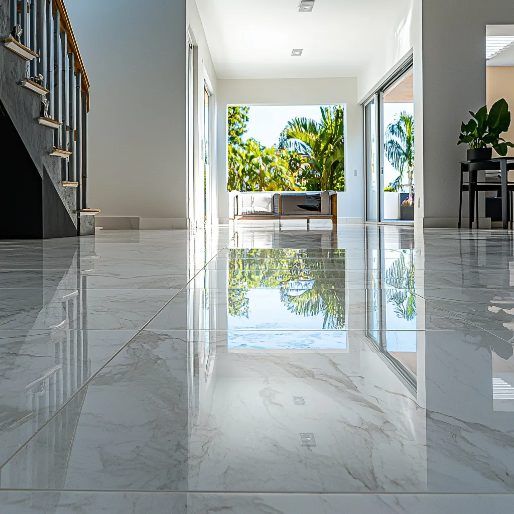 Elegant, durable marble tiles with natural veining, perfect for luxury spaces.