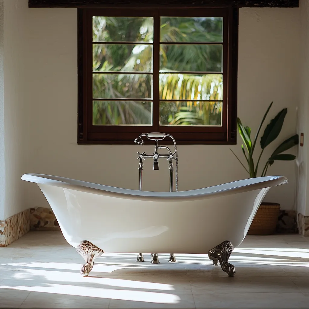 Elegant bathroom with spa-like design, featuring sleek fixtures and serene ambiance.