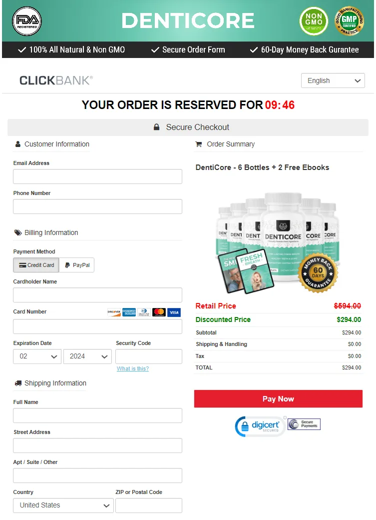 DentiCore Order Page