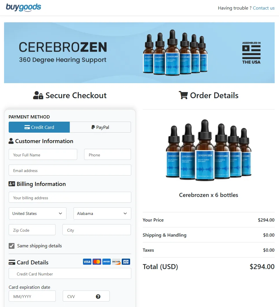 CEREBROZEN Order Page