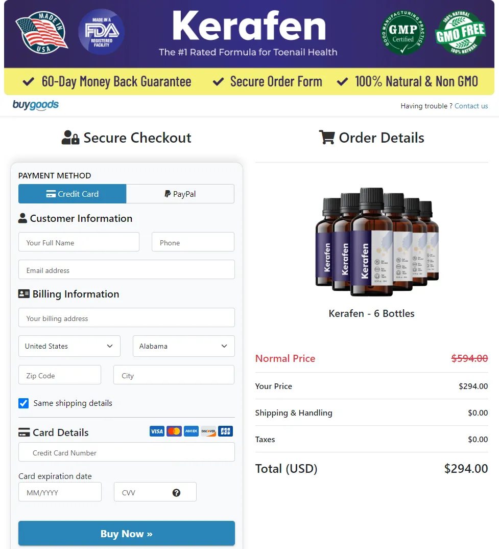 Kerafen Order Page