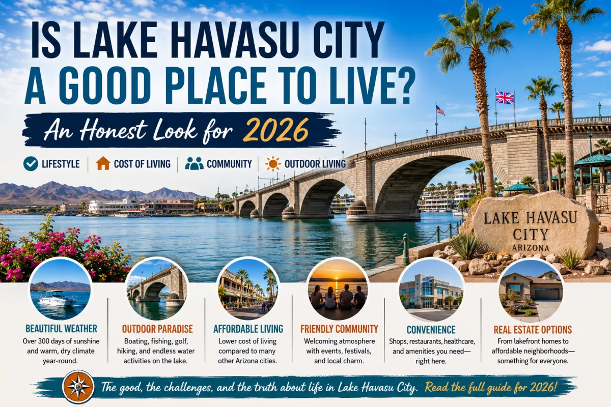 Lake Havasu City Arizona waterfront and London Bridge view