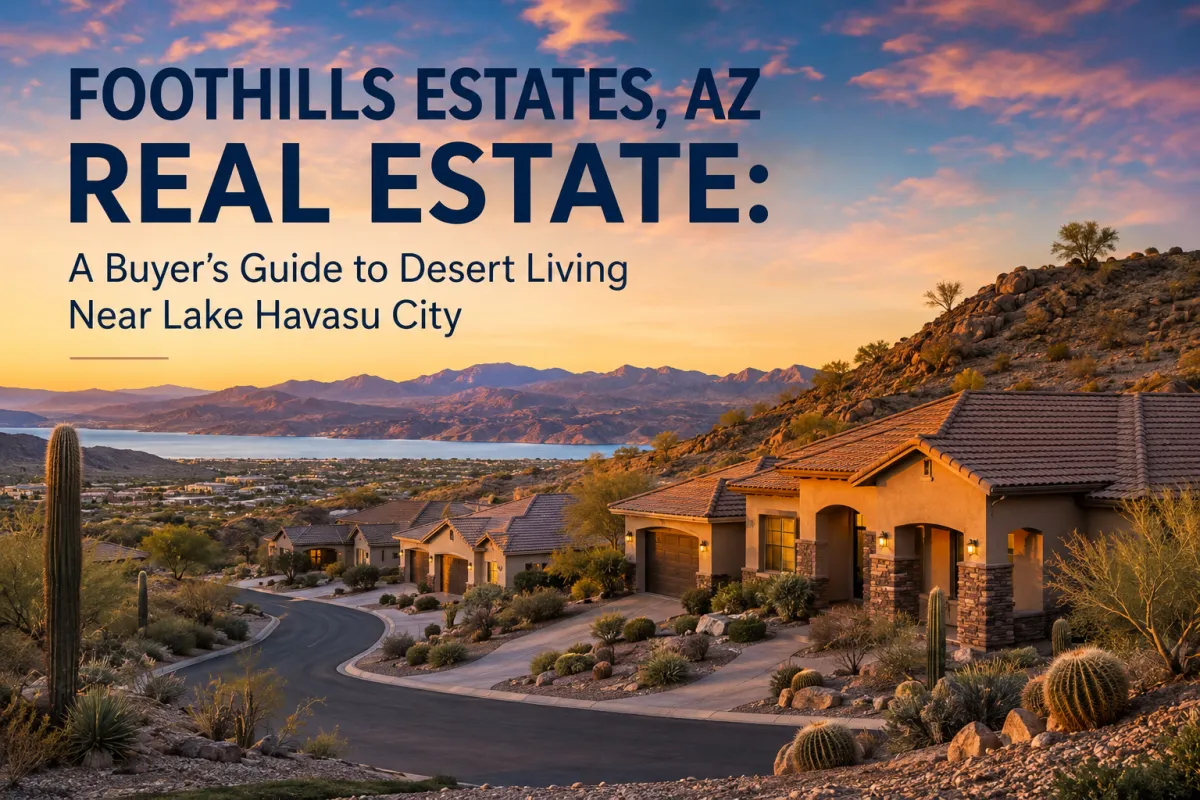 Foothills Estates AZ homes surrounded by desert landscape and Lake Havasu City mountain views