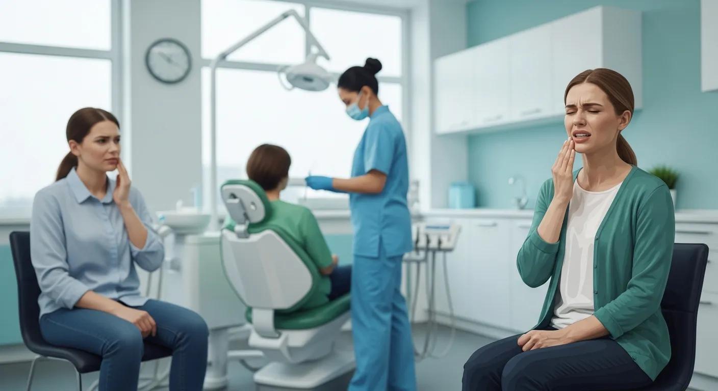 doctor doing emergency dental work while others wait for their emergency dental work 