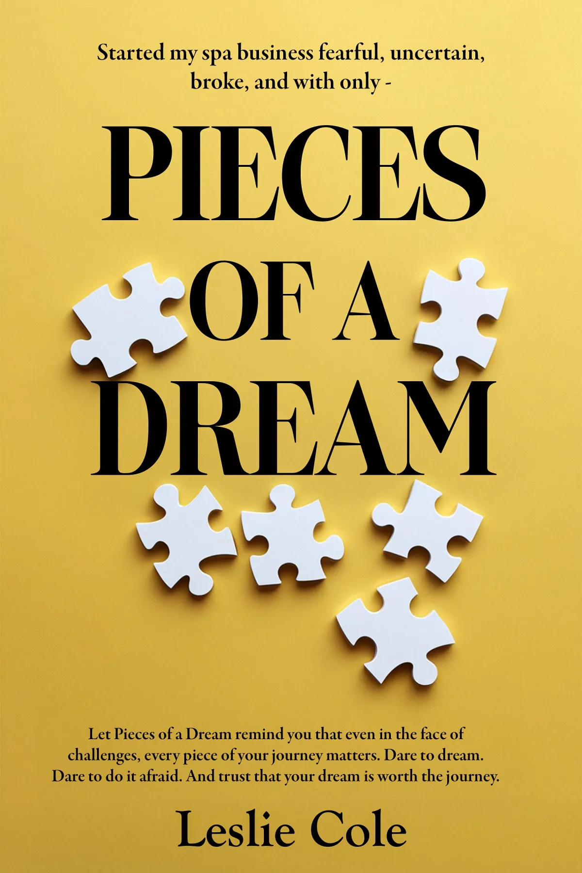 My book cover is yellow with black font and white puzzle pieces 