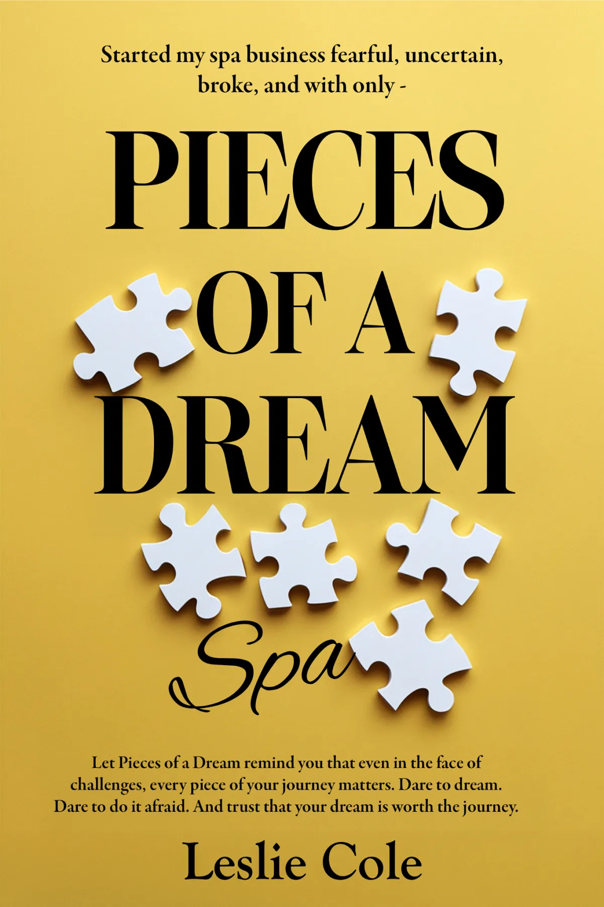 My book cover is yellow with black font and white puzzle pieces 
