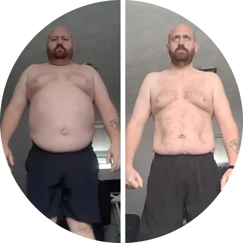 Personal training client before and after body transformation