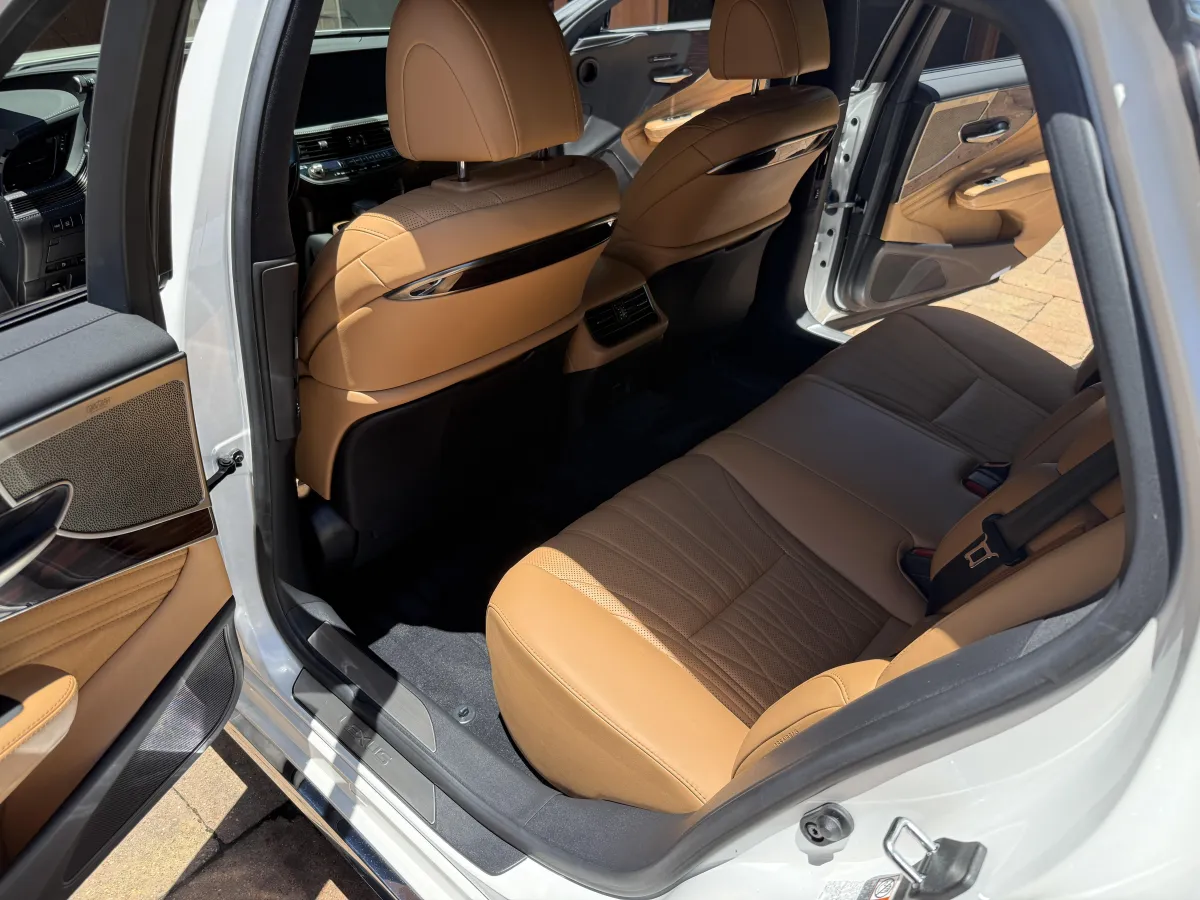 Spotless caramel leather seats after an interior detail