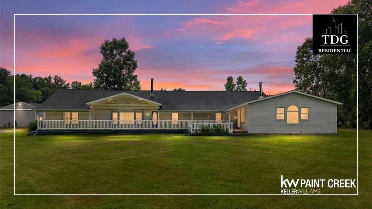 Large-footprint ranch on high-privacy acreage for sale at 7544 Ravenswood Rd, Wales, MI 48027 in Wales Township, listed by The Delia Group.