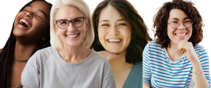 Woman in yellow turtleneck taking a selfie