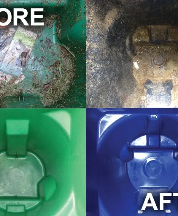 Before and after results of trash bin cleaning on both green and blue bins.