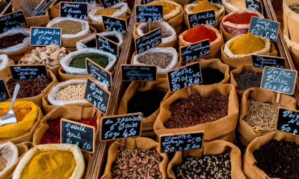 African market spice stall on cruise excursion
