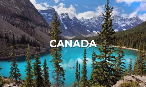 scenic azamara cruise route in canada with turquoise lake and pine forest