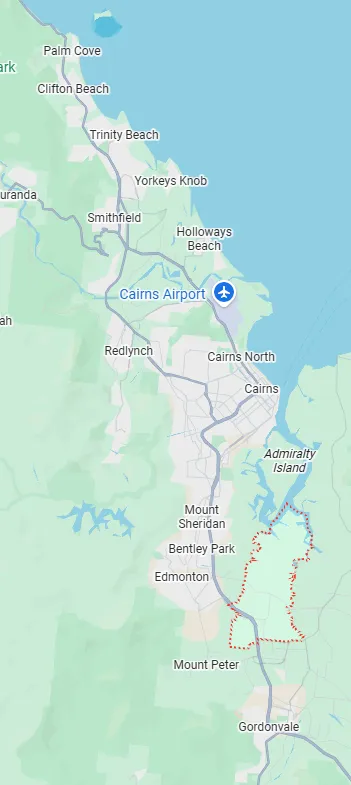 Indicative service area map of Cairns