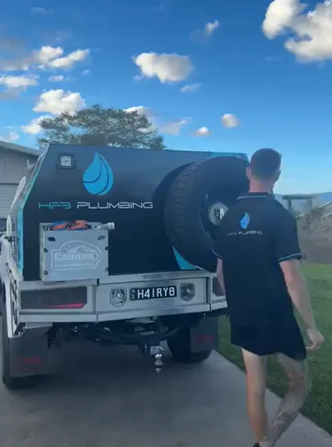 Harrison Burnett working on a plumbing installation in Cairns