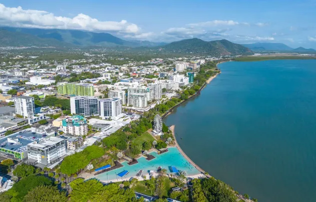 Map of Cairns service area highlighted in cyan