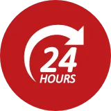24-hour clock icon representing fast delivery of Orlando home inspection reports within one day.