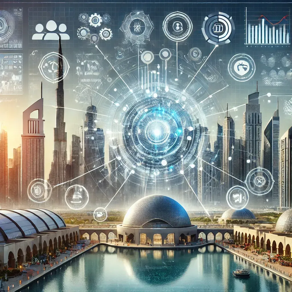 Digital network representing a thriving business environment in the UAE.