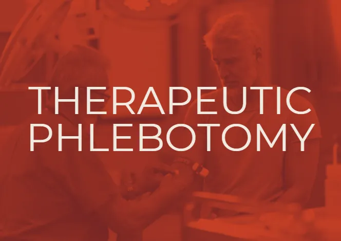 Older man receiving therapeutic phlebotomy treatment in a clinical setting, illustrating a safe procedure to manage conditions like high iron levels and improve overall health.
