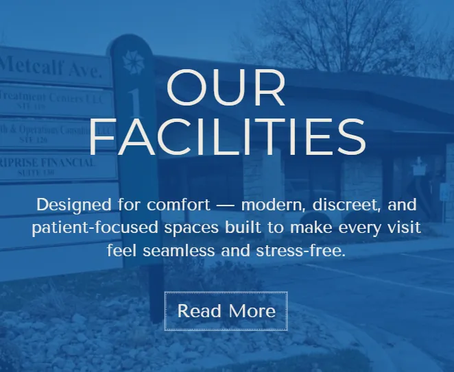 Exterior of Hormone Treatment Centers of Kansas City clinic on Metcalf Avenue in Overland Park, showcasing a modern and welcoming facility for hormone therapy patients.