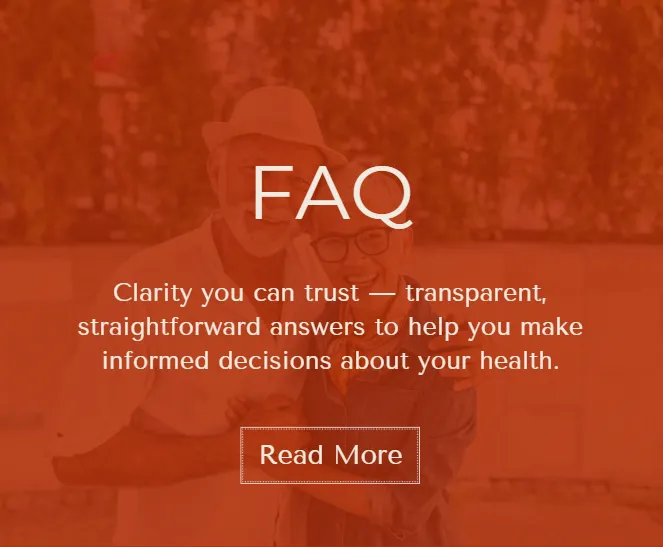 Smiling mature couple outdoors featured on the Hormone Treatment Centers of Kansas City FAQ banner promoting clarity and trusted hormone health answers.