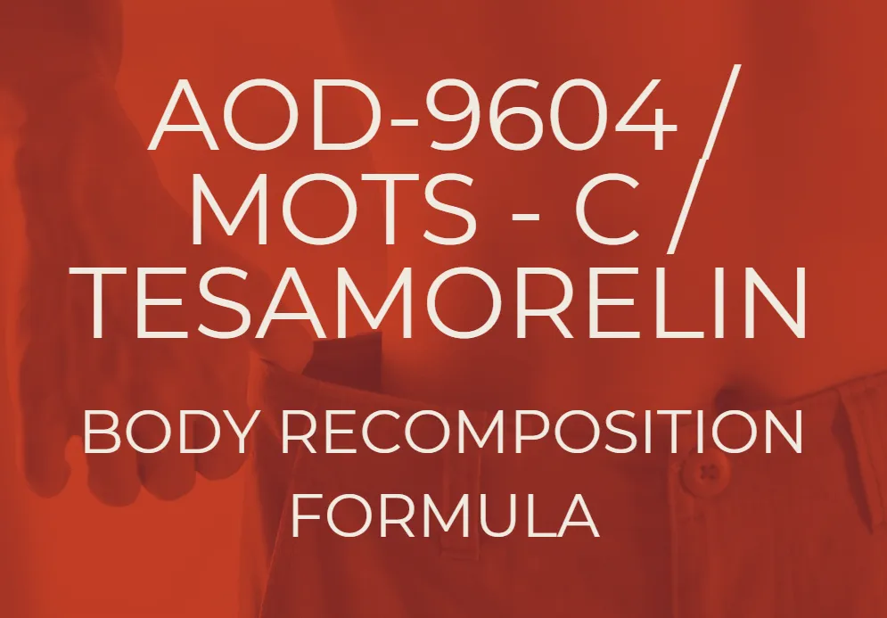 Body Recomposition Formula with AOD-9604, MOTS-C, and Tesamorelin peptides to promote fat loss, muscle definition, and metabolic health at Hormone Treatment Centers in Overland Park, KS