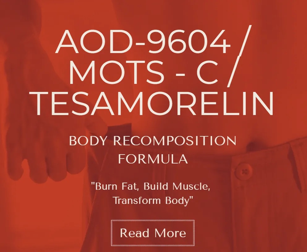 Body Recomposition Formula with AOD-9604, MOTS-C, and Tesamorelin peptides to promote fat loss, muscle definition, and metabolic health at Hormone Treatment Centers in Overland Park, KS