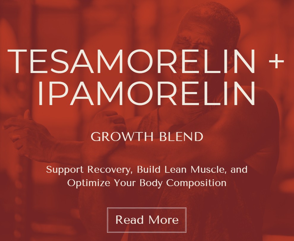 Tesamorelin and Ipamorelin Growth Blend peptide therapy supporting recovery, lean muscle preservation, metabolic health, and body composition optimization.
