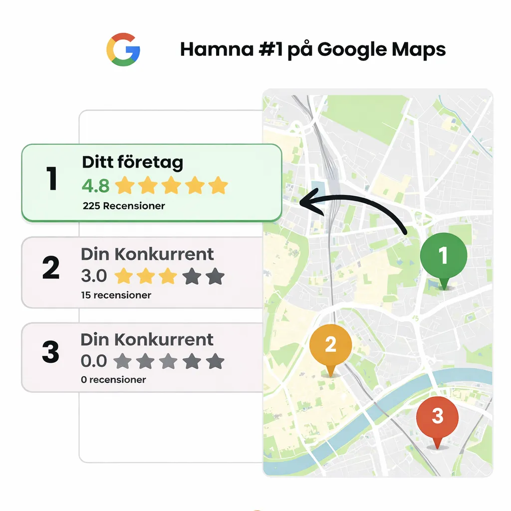 Företag med fler Google omdömen rankar högre på Google Maps och får fler kunder