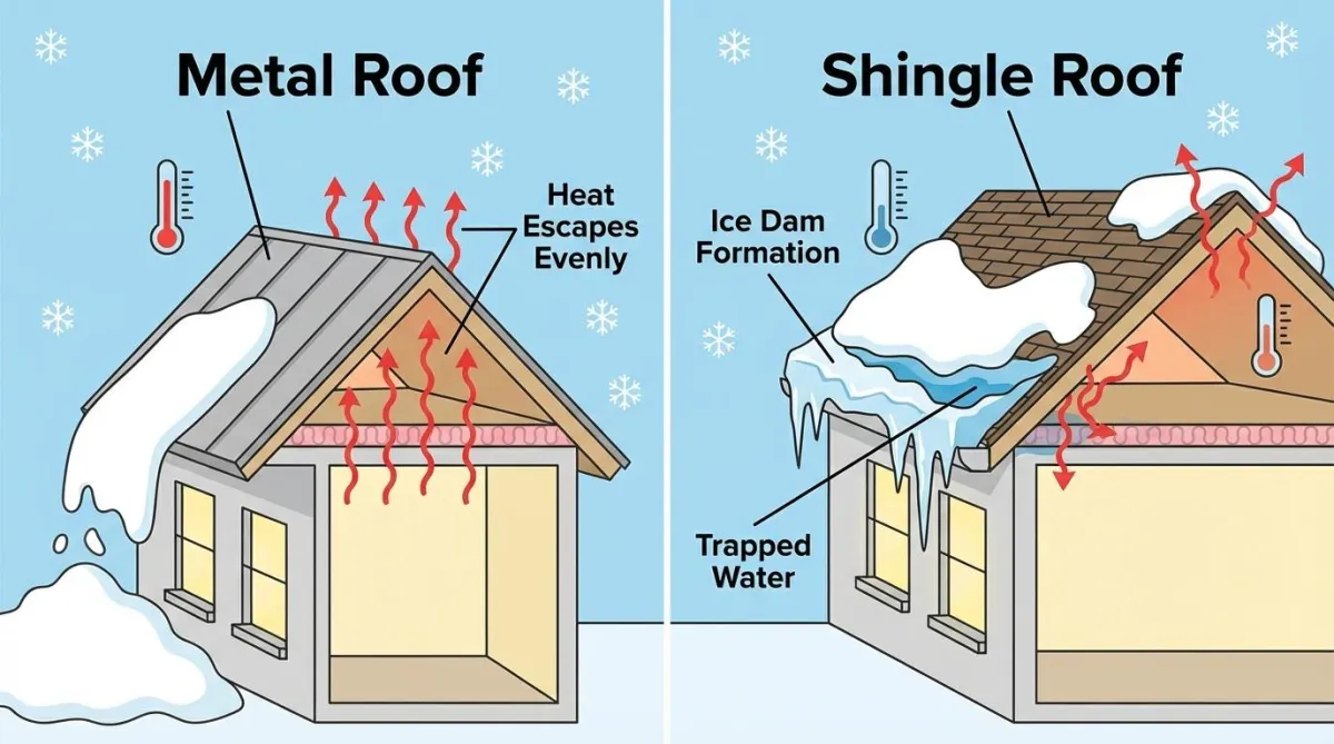Metal vs Asphalt Roof in Winter