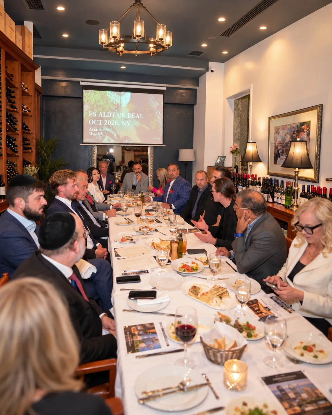 Private Investor Luncheon setting with fine dining table arrangements overlooking Abu Dhabi waterfront