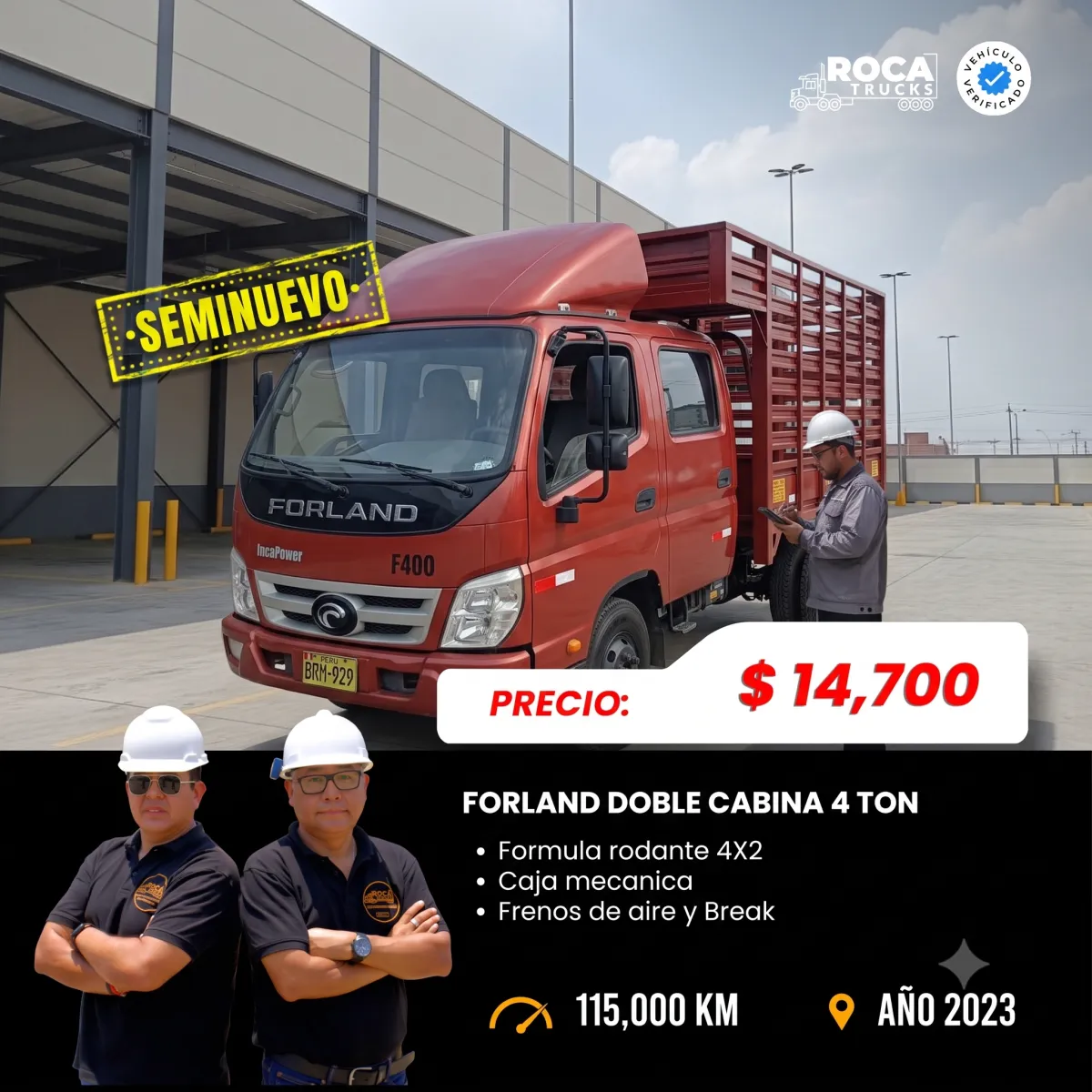 Camión Forland Doble Cabina seminuevo en venta Perú - Roca Trucks $14,700