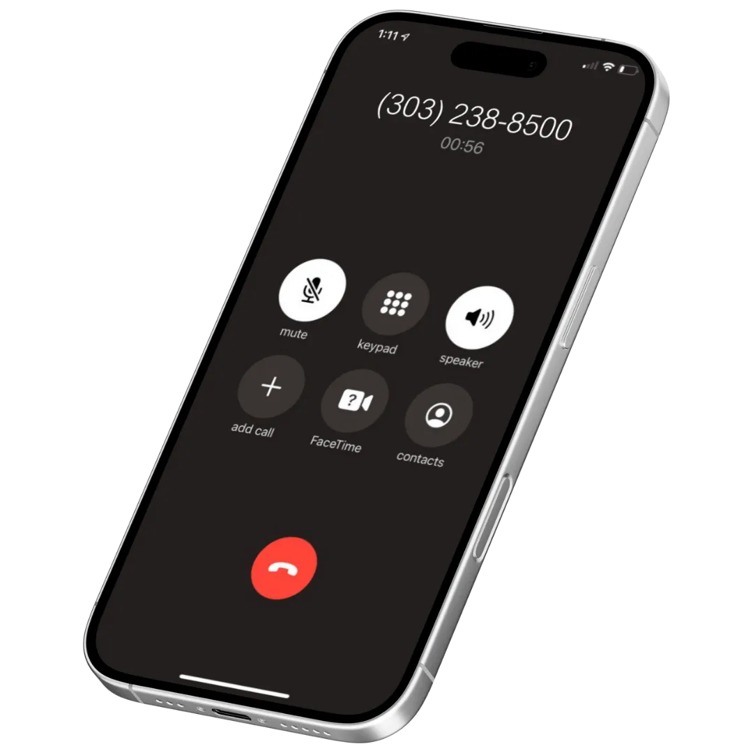 iphone mockup with cutler&co phone number ringing
