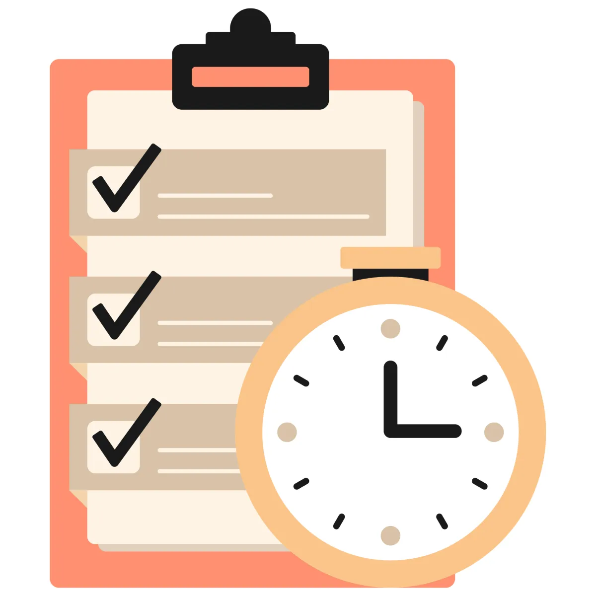 checklist with time clock employed not contracted