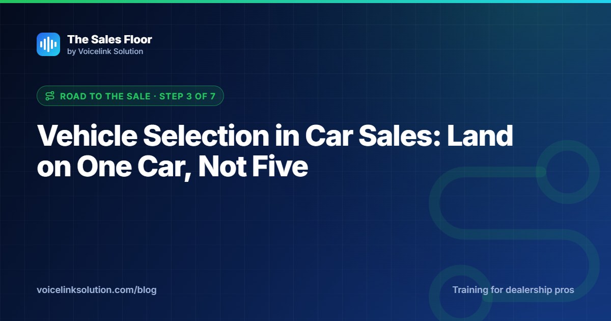 A car salesperson walking a customer toward one vehicle on a dealership lot.