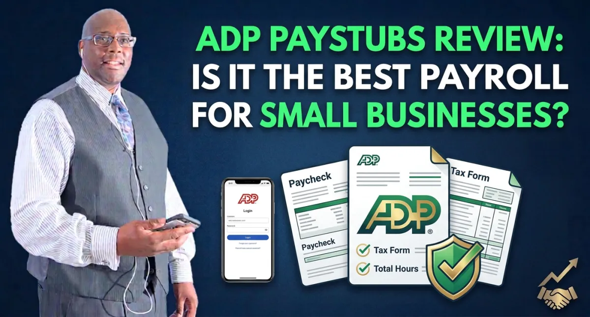 ADP paystubs review dashboard showing payroll processing interface for small businesses