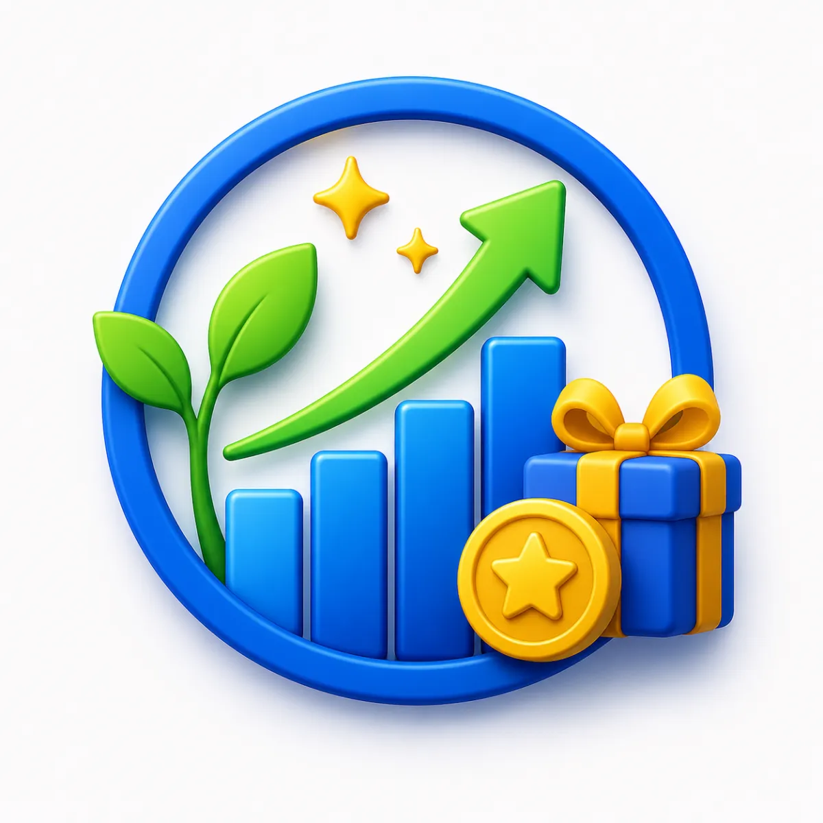 3D floating coin stack icon for cash collection