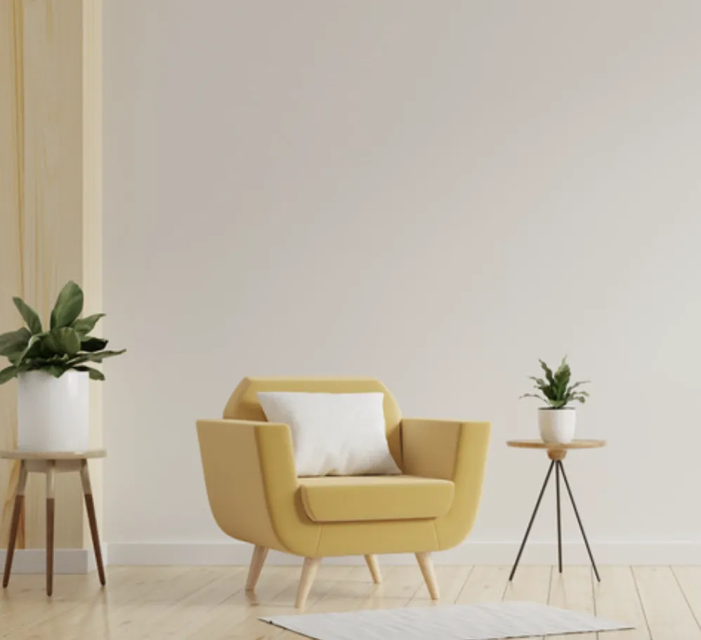 Modern minimalist interior with Yellow Armchair